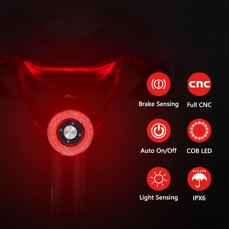 EBUYFIRE Smart Bike Tail Light USB Rechargeable Bicycle Turn Signals with Remote Control Rear Bike Light Waterproof Safety Warning Back Lights Bike Alarm for Night Riding Mountain (Brake Set) - Image 2